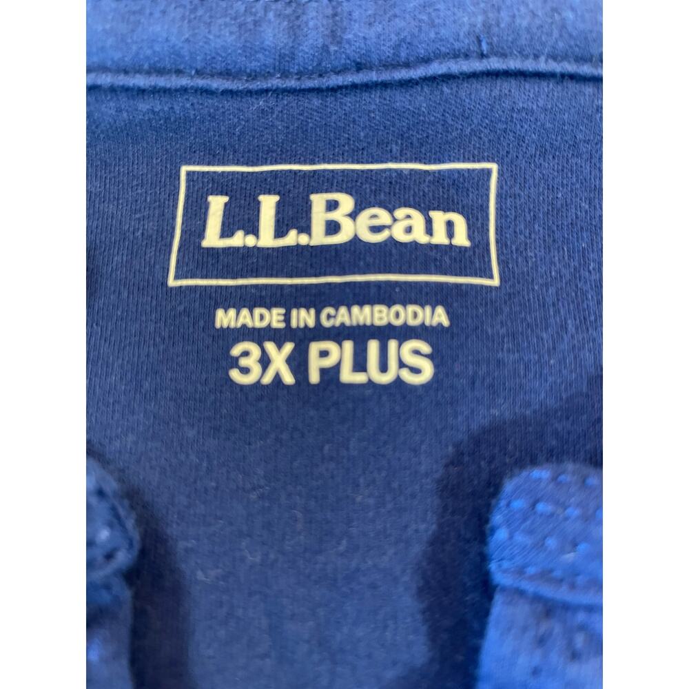 L.L. Bean Navy 3/4 length sleeve 100% Cotton pullover 3X plus - Picture 3 of 11